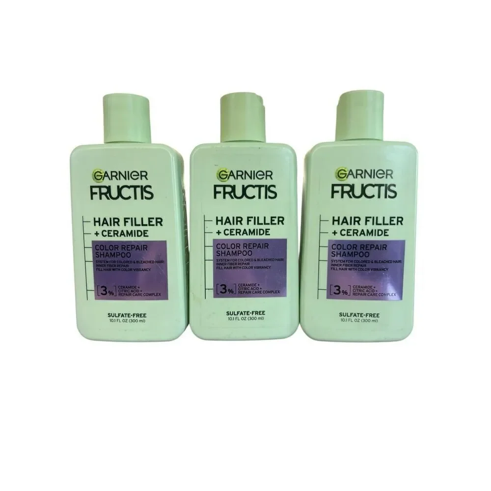3 Garnier Fructis hair filler + ceramide color repair shampoo 3% sulfate free